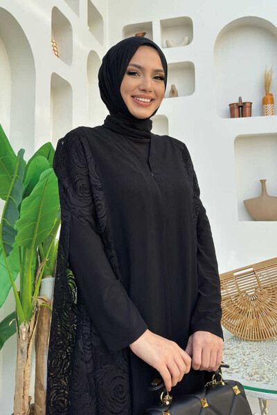 Dantel Abaya 7884 Qora - 4