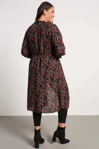 Dantelli Tafsilotli Uzoq Kimono - 5