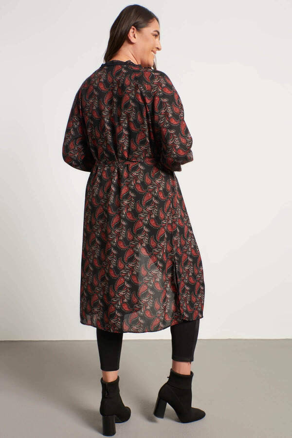 Dantelli Tafsilotli Uzoq Kimono - 10