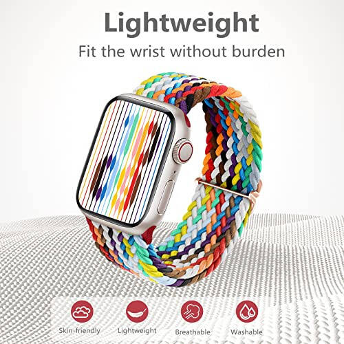 DaQin 4'lü Örgülü Solo Loop, Apple Watch Bandı ile Uyumlu 38mm 40mm 41mm 42mm 44mm 45mm 49mm Kadın Erkek, Ayarlanabilir Esnek Yumuşak Naylon Kordon iWatch Serisi 9 8 7 6 5 4 3 2 1 SE Ultra/Ultra 2 İçin - 3