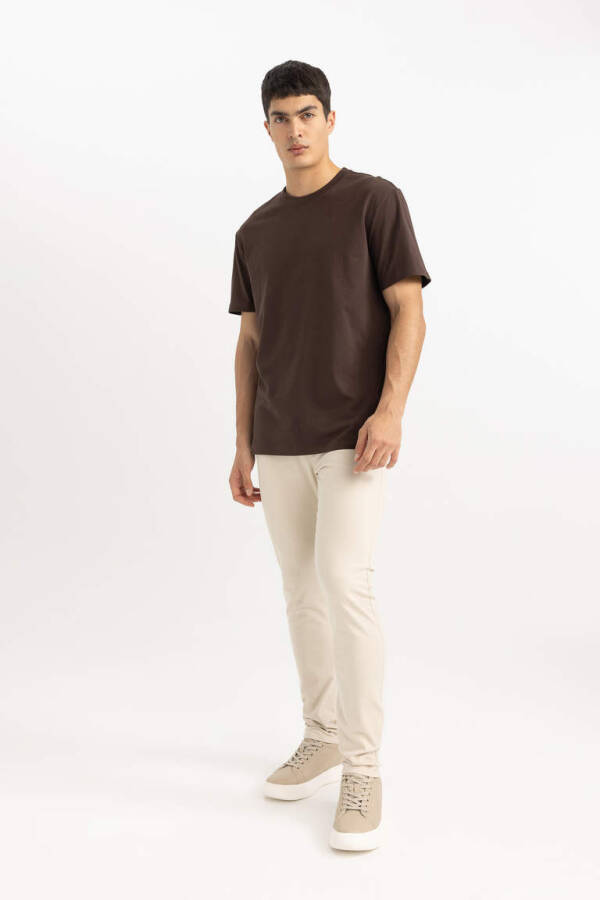 Dar Paça Gabardin Chino Kanvas Pantolon Kum - 3