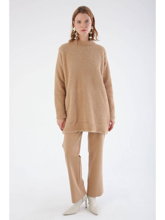 Dark Beige Crew Neck Knit Tunic - 7