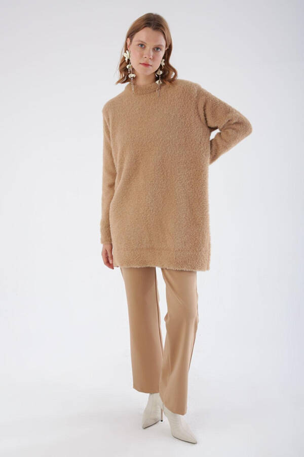 Dark Beige Crew Neck Knit Tunic - 11