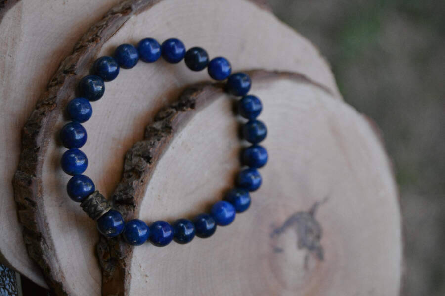 Dark Blue Lapis Lazuli Natural Stone Unisex Bracelet (For Both Men and Women) - 2