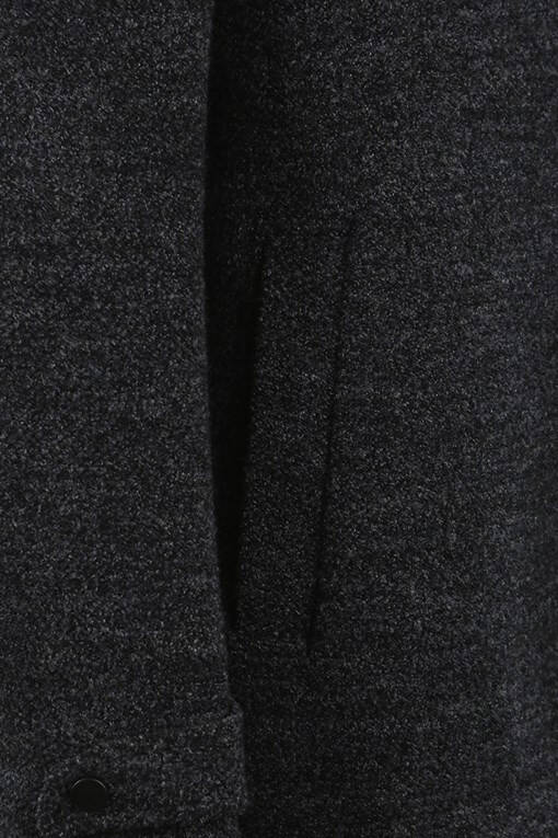 Dark Navy Slim Fit Notch Lapel Epauletted Patterned Sporty Wool Coat - 9