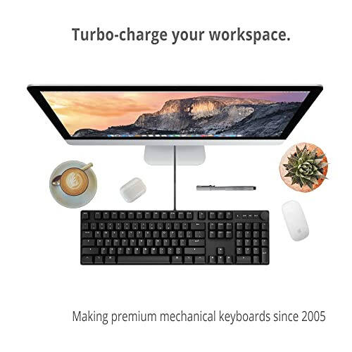 Das Keyboard MacTigr Simli Mexanik Klaviatura Mac uchun - Cherry MX Qizil Kalitlari & PBT Tugmalar Qopqog'i Uzluksiz Terish Tajribasi uchun - Yengil Past Profil - 100% Metall - 2 Portli USB C Hub - Ovoz Tugmasi, NKRO - 4