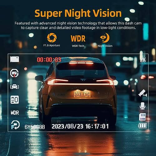 Dash Cam Front 2K with 64 GB SD Card 1440P Quad HD Dash Camera for Cars with Superb Night Vision, 3'' Screen, 170° Wide Angle, G-Sensor, WDR, Loop Record - 3