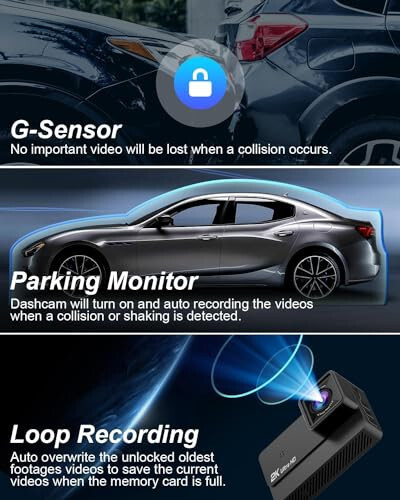 Dash Cam Front and Rear 2K+1080P Car Camera, 3Inch Screen Dash Camera for Cars, Dash cams with 64GB Card, Enhanced Night Vision, 170°Wide Angle, G-Sensor, 24H Parking Mode - 6