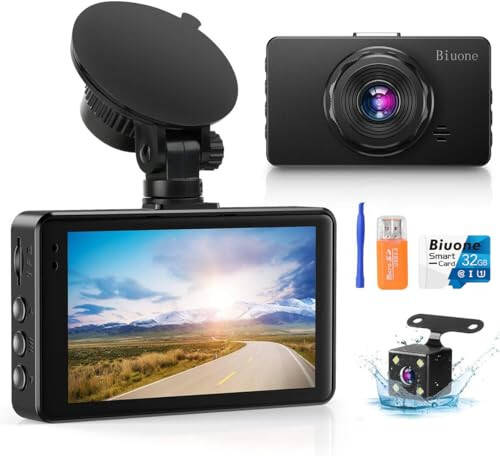 Dash Cam Front and Rear, Dash Camera for Cars with 32G Card Super Night Vision, Car Dash Cam 1080P Dashboard Camera with G-Sensor, Parking Monitor, Loop Recording, Motion Detection Car Camera【2024】 - 1