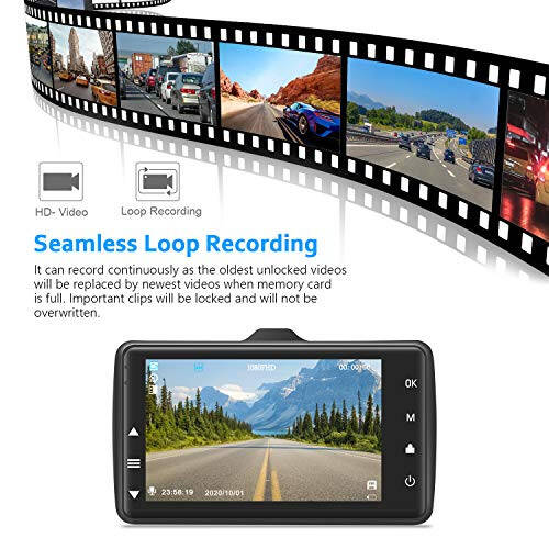 Dash Cam Front with 32G SD Card, BOOGIIO 1080P FHD Car Driving Recorder 3'' IPS Screen 170°Wide Angle Dashboard Camera Aluminum Alloy Case, WDR G-Sensor Parking Monitor Loop Recording Motion Detection - 6