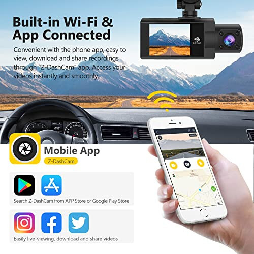 Dash Cam, Z3Pro Dash Cam Front and Inside, 2K+1080P Front and Inside Dual Dash Cam, Car Camera, IR Night Vision, Parking Mode, G-Sensor, Support 256GB - 3