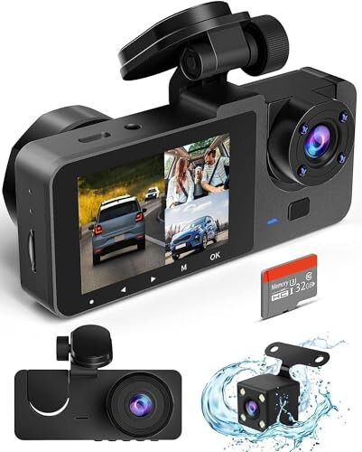 Dash Camera for Cars, 4K Full UHD Car Camera Front Rear with 32GB Card, Built-in Super Night Vision, 2.0'' IPS Screen, 170° Wide Angle, WDR, 24H Parking Mode, Loop Recording - 1