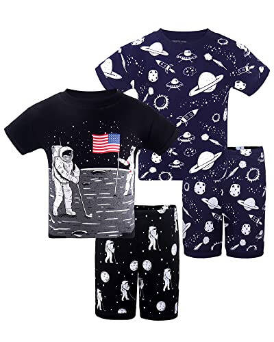 DAUGHTER QUEEN Boys Pajamas 4 Pieces Short Set 100% Cotton Sleepwear Size 18 Months-12 Years - 114