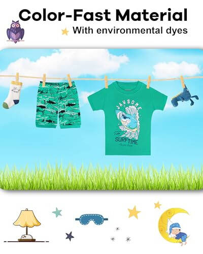 DAUGHTER QUEEN Boys Pajamas 4 Pieces Short Set 100% Cotton Sleepwear Size 18 Months-12 Years - 83