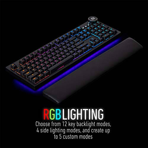 Deco Gear Customizable Mechanical Keyboard with Cherry MX Red Switches, RGB Lighting, Quick Access Function Keys, Detachable Ergonomic Wrist Pad, 104 Keys, USB Plug-n-Play - 3