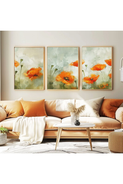 Decorative 3 Piece Set, Wooden Framed, Abstract Painting, Wall Art, Wall Decor, Kitchen Artwork, Framed Picture - 1