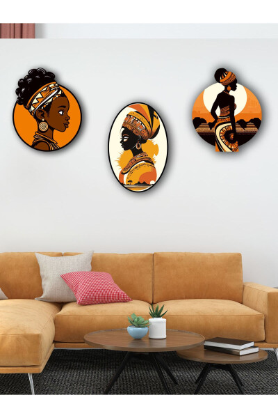 Decorative Afro Themed 3 Piece Table Set Work - 7