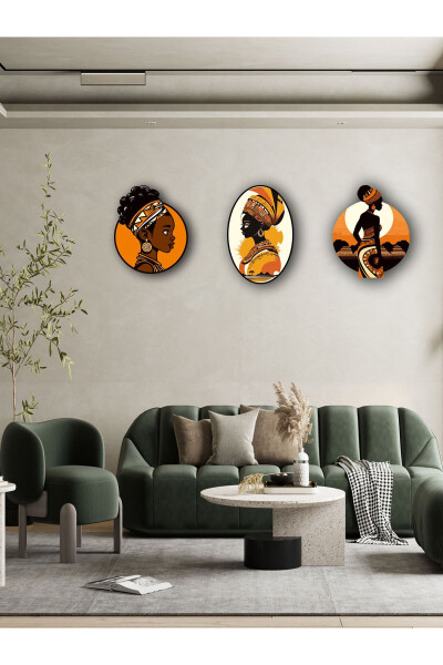 Decorative Afro Themed 3 Piece Table Set Work - 8