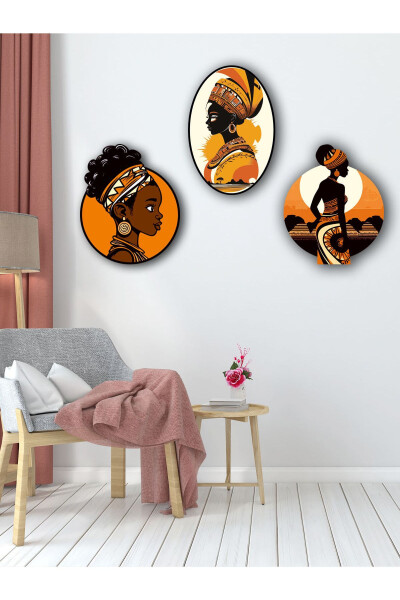 Decorative Afro Themed 3 Piece Table Set Work - 9