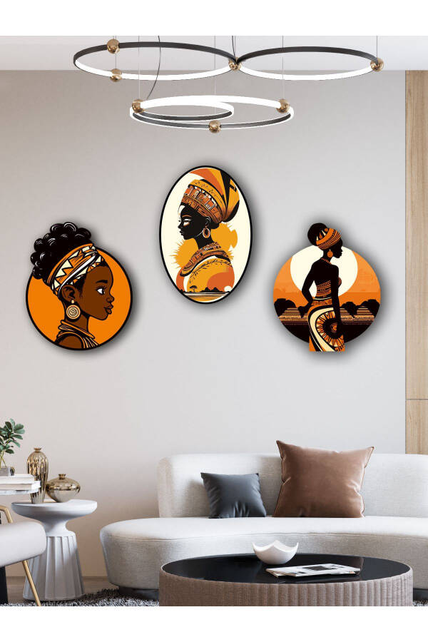 Decorative Afro Themed 3 Piece Table Set Work - 10