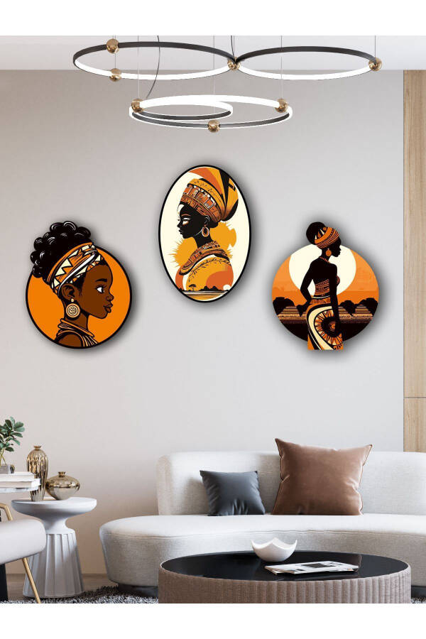 Decorative Afro Themed 3 Piece Table Set Work - 5