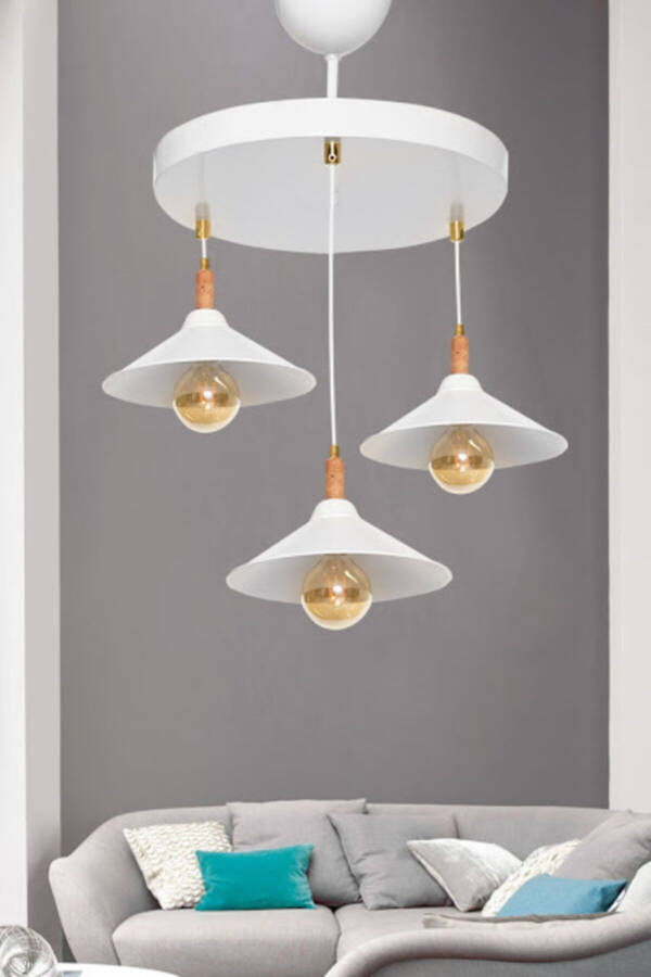 Decorative Triple Tapado White Pendant Chandelier - 1