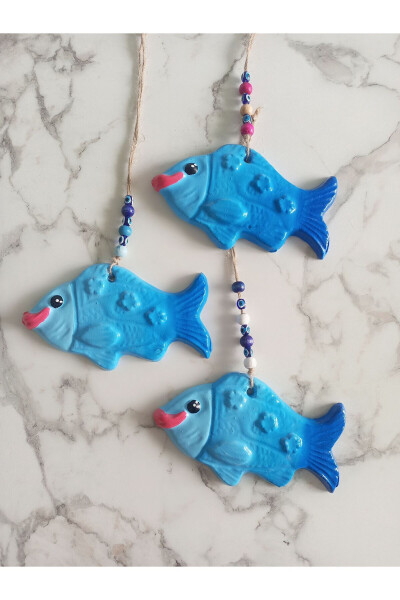 Decorative Wall Ornament Fish Blue Set - 1