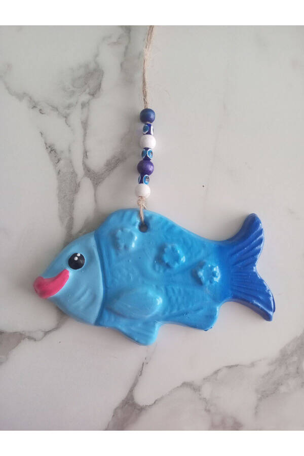 Decorative Wall Ornament Fish Blue Set - 4