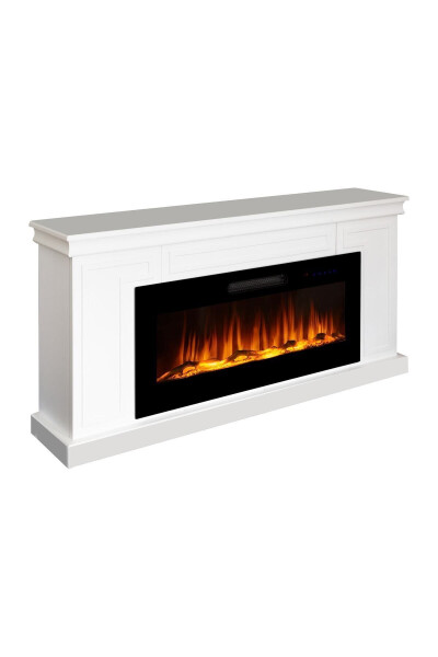 Decorative White Case, 150cm 8 Color Electric Fireplace Heater Bluetooth, Flame Sound, Wifi - 1