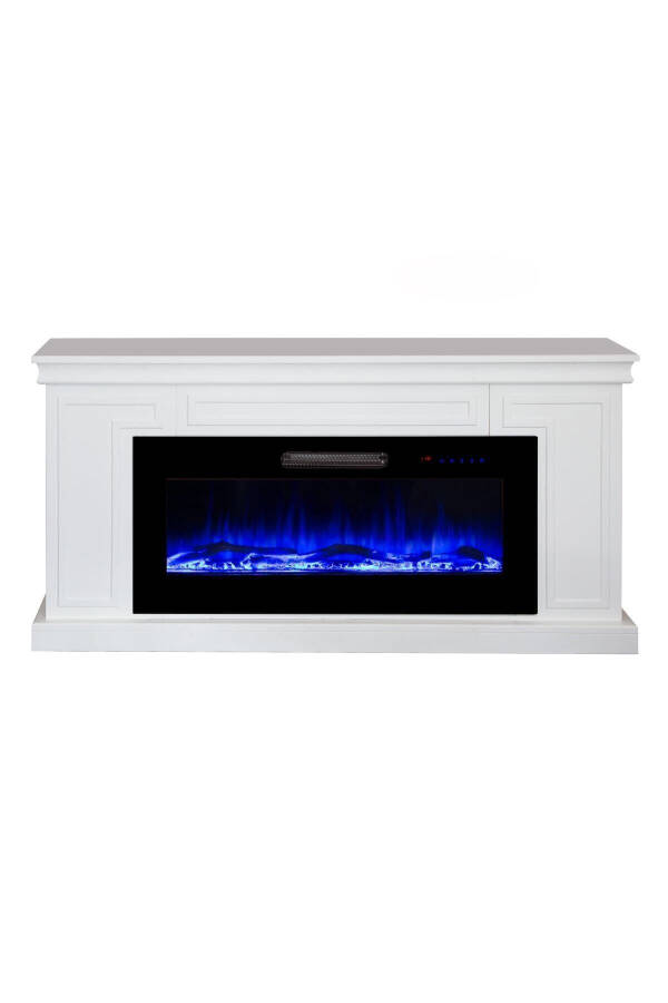 Decorative White Case, 150cm 8 Color Electric Fireplace Heater Bluetooth, Flame Sound, Wifi - 4