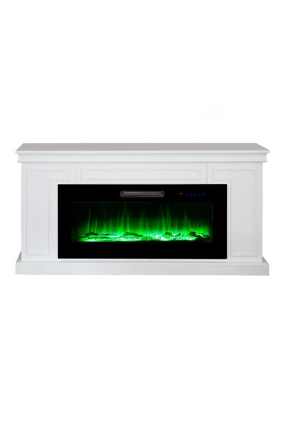 Decorative White Case, 150cm 8 Color Electric Fireplace Heater Bluetooth, Flame Sound, Wifi - 5