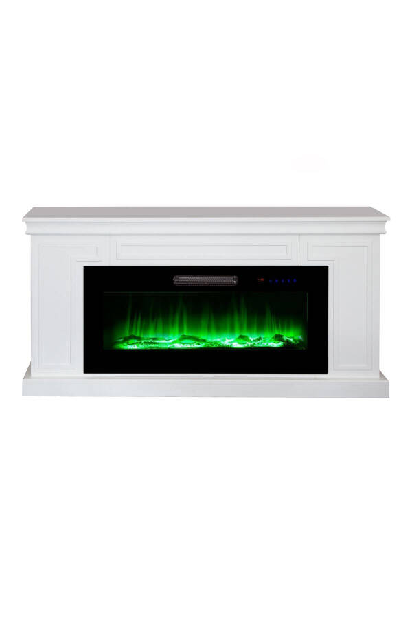 Decorative White Case, 150cm 8 Color Electric Fireplace Heater Bluetooth, Flame Sound, Wifi - 5