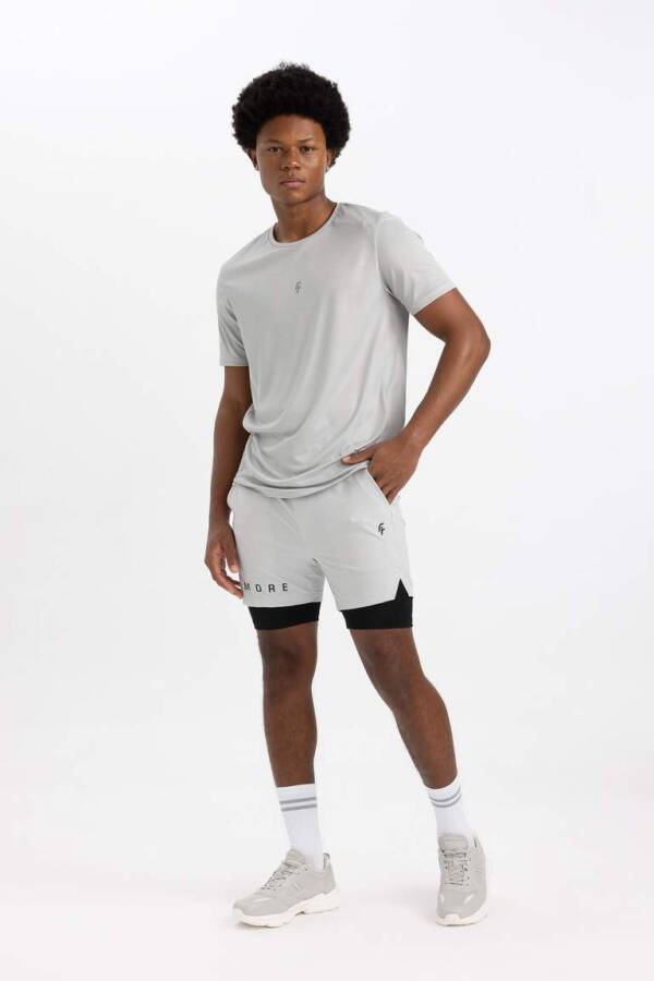 DeFactoFit Slim Fit Athletic Woven Shorts Light Grey - 3