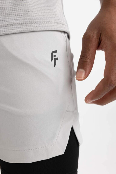 DeFactoFit Slim Fit Sporcu Dokuma Şort Açık Gri - 7