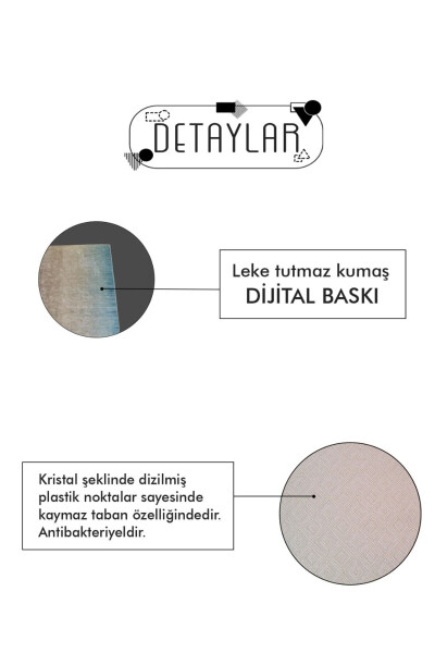 Dekoratif Yıkanabilir Kaymaz Dijital Baskı Gri Siyah Klasik Kilim Desenli Salon Halısı - 5