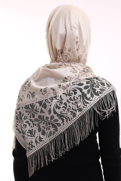 Delicate Cotton Tulle Scarf Dark Cream-2 60x160 - 6