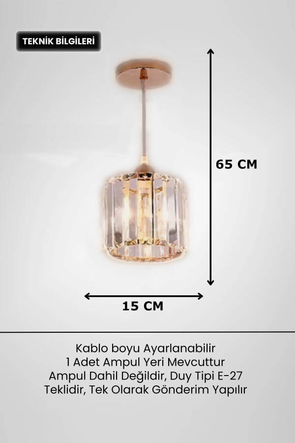 Dellova Model Modern Lüks Sarkıt Avize Oda Hol Koridor Antre Sarı Kristal Taşlı Avize - 6