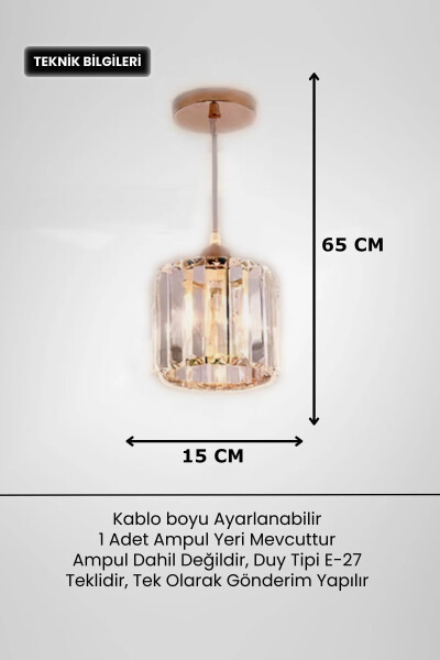 Dellova Model Modern Lüks Sarkıt Avize Oda Hol Koridor Antre Sarı Kristal Taşlı Avize - 4