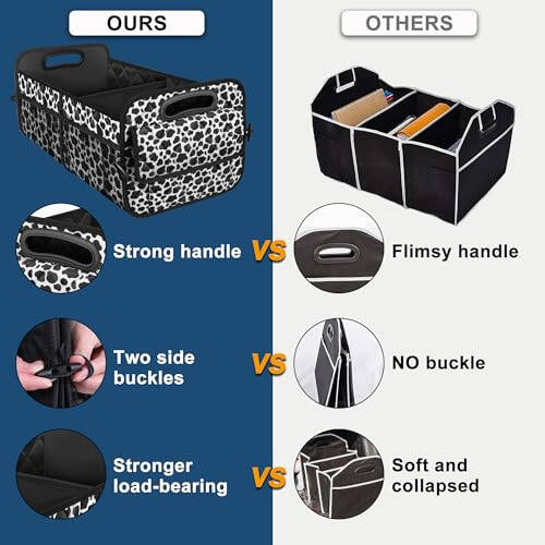 Deosk Car Organizer for SUV - 6 Big Pocket Trunk Storage With Waterproof Polyester, Car Accessories for Women/Men, Cow Print (Medium) - 2