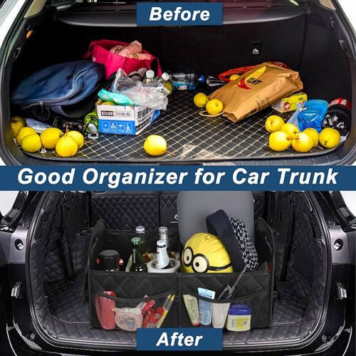 Deosk Car Trunk Organizer for SUV, Car Organizers and Storage with 6 Pocket, Car Accessories for Women/Men 50LWaterproof Polyester Trunk Organizer, Black - 5