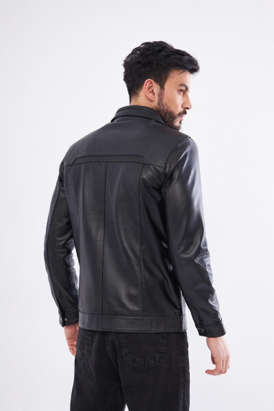 Derinss Der166 Genuine Leather Men's Black Jacket - 23