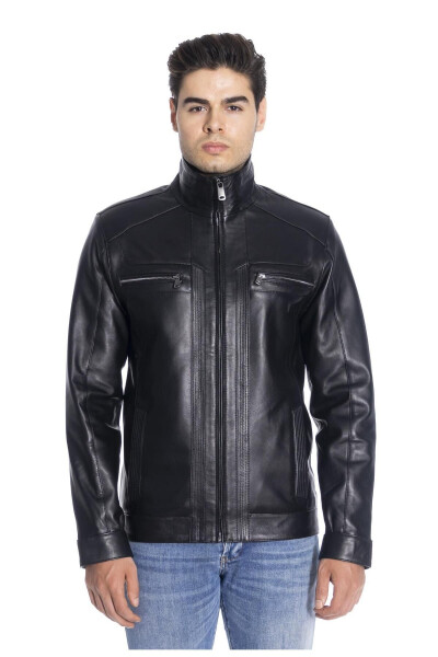 Derinss Der166 Genuine Leather Men's Black Jacket - 4