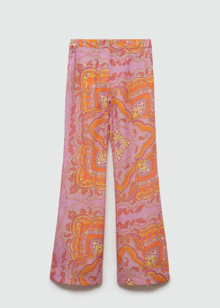 Desenli lyocell pantolon - Pembe - 1