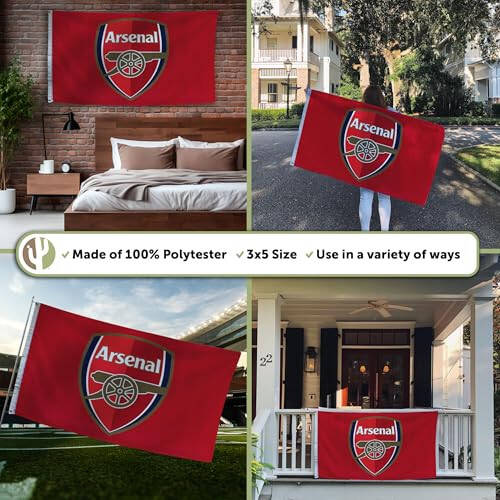 Desert Cactus Arsenal Flag FC Gunners Football Soccer 100% Polyester Indoor Outdoor 3x5 feet Banner (Flag A) - 5