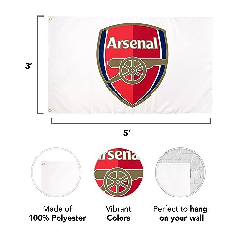 Desert Cactus Arsenal Flag FC Gunners Football Soccer 3x5 ft Banner - 3