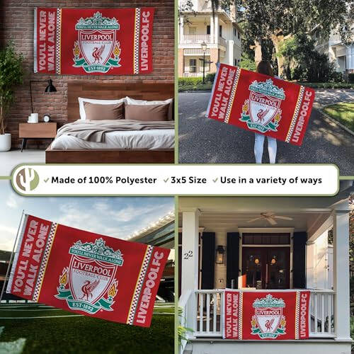 Desert Cactus Liverpool FC Flag Football Club Soccer 100% Polyester Indoor Outdoor 3x5 feet Flags (Flag D) - 6