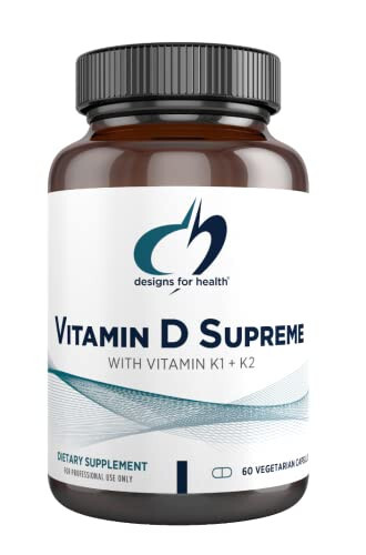 Designs for Health Vitamin D Supreme - Vitamin D 5000 IU ve 2000mcg Vitamin K (MK4) Kemik, Kalp Sağlığı ve Bağışıklık Desteği İçin - GG Takviyesi ile Zenginleştirilmiş Vitamin D3 (60 Kapsül) - 2