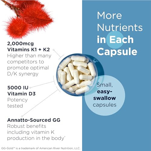 Designs for Health Vitamin D Supreme - Витамин D 5000 МЕ с 2000 мкг витамина К в форме MK4 для здоровья костей, сердца и иммунитета - Витамин D3, обогащенный добавкой GG (60 капсул) - 4