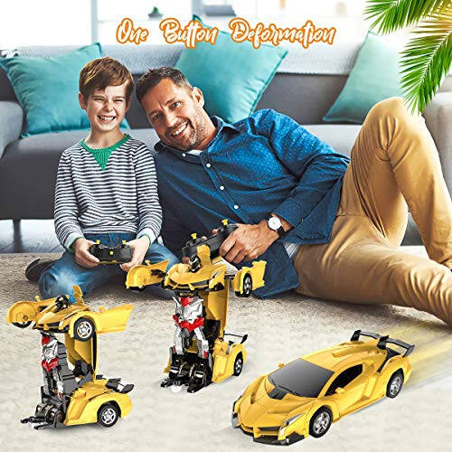 Desuccus Remote Control Car, Transform Robot RC Car for Kids, 2.4Ghz 1:18 Scale Model Racing Car with One-Button Deformation, 360°Drifting, Transforming Robot Car Toy Gift for Boys and Girls - 2