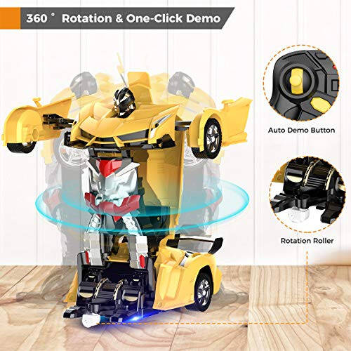 Desuccus Remote Control Car, Transform Robot RC Car for Kids, 2.4Ghz 1:18 Scale Model Racing Car with One-Button Deformation, 360°Drifting, Transforming Robot Car Toy Gift for Boys and Girls - 3